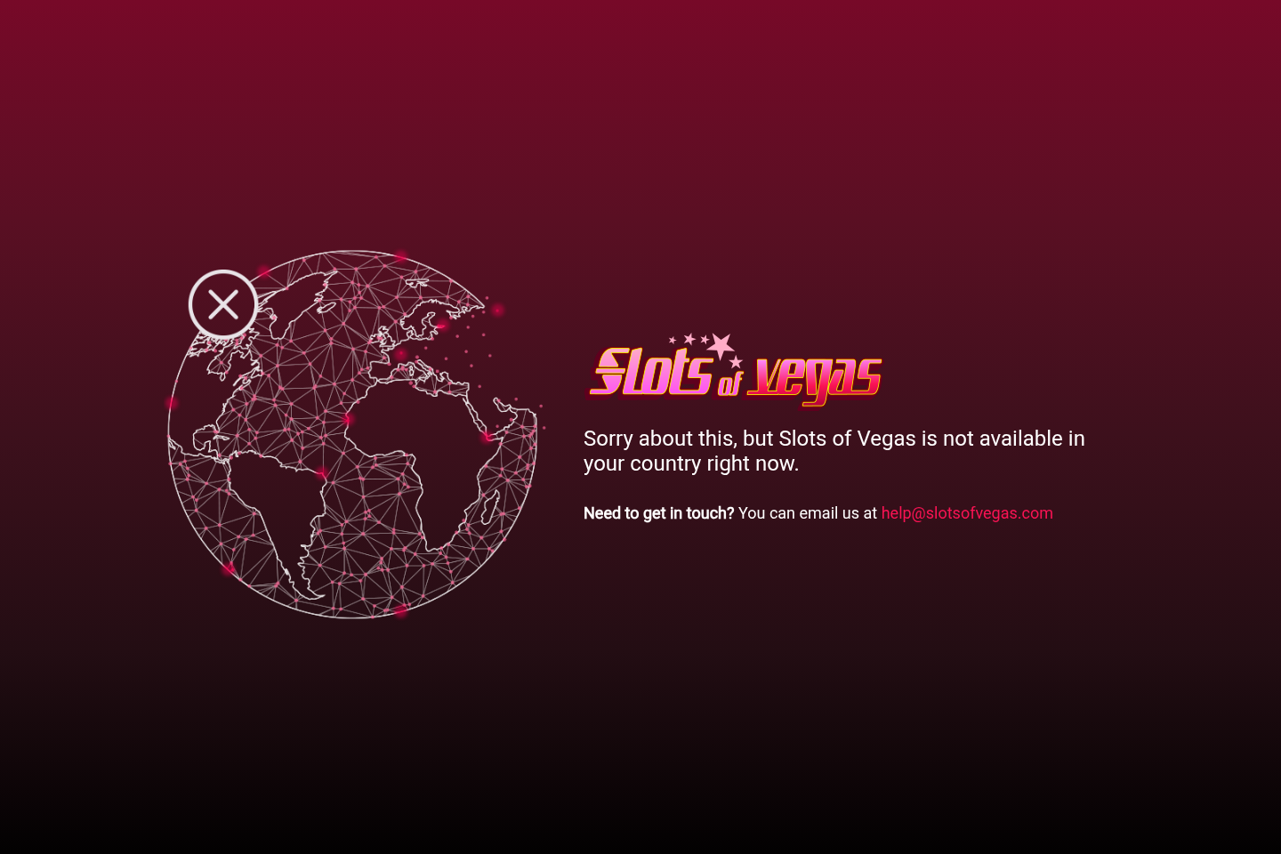 Slots of Vegas regional-unavailability capture